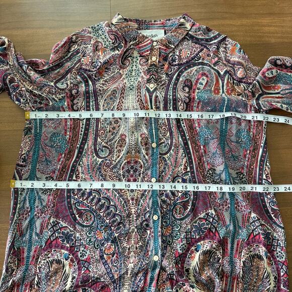 BA & SH | Women’s Blake Paisley Print Long Sleeve Blouse Lady Shirt Button Down - Picture 12 of 13